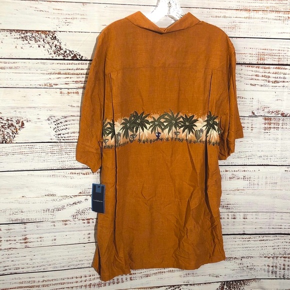 Croft&Barrow Men's burnt orange Hawaiian short sleeve button down shirt LG NWT - Picture 2 of 8